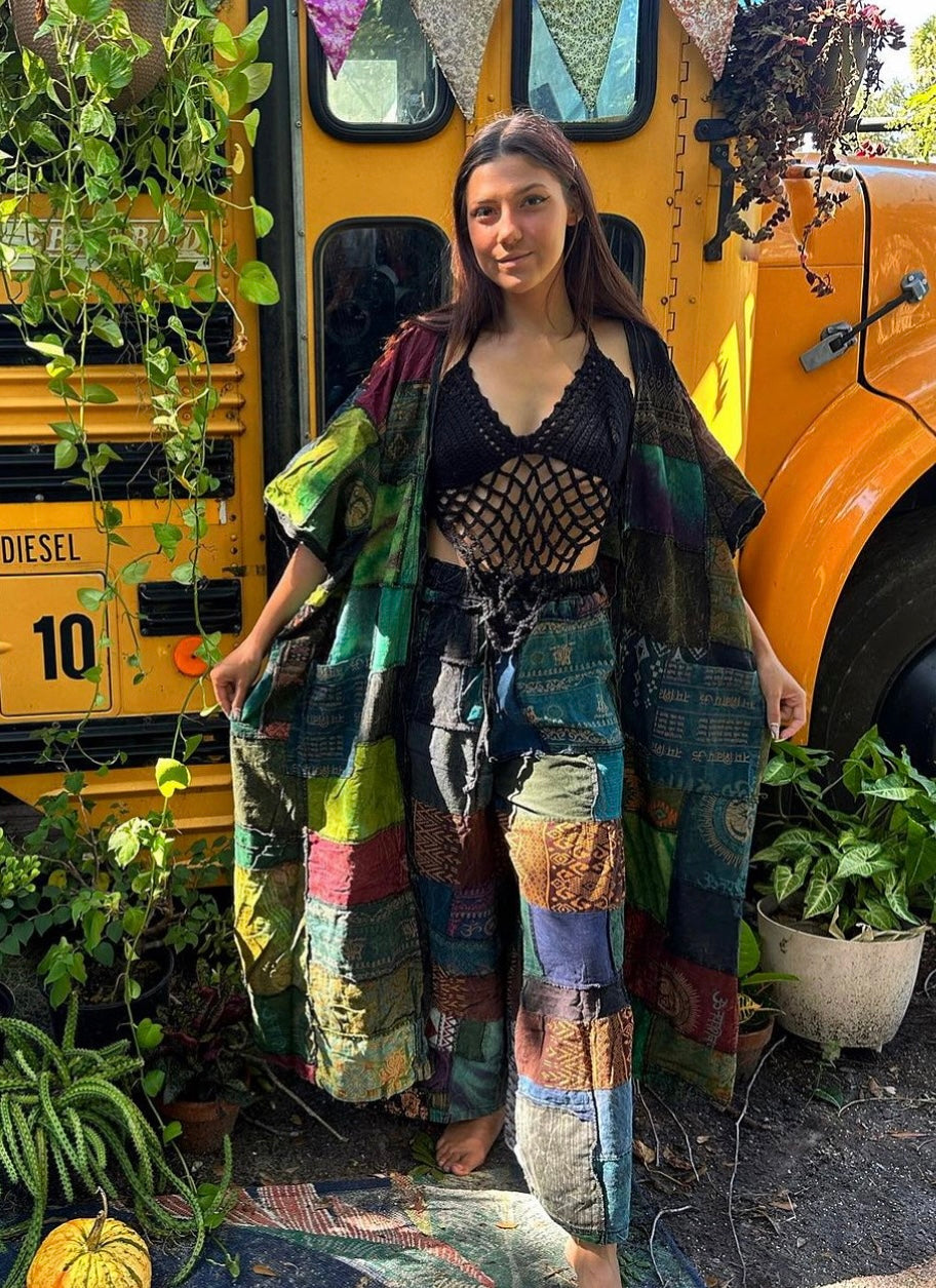 MIDNIGHT PATCHWORK WIDE LEG PANTS 🖤✨🌚