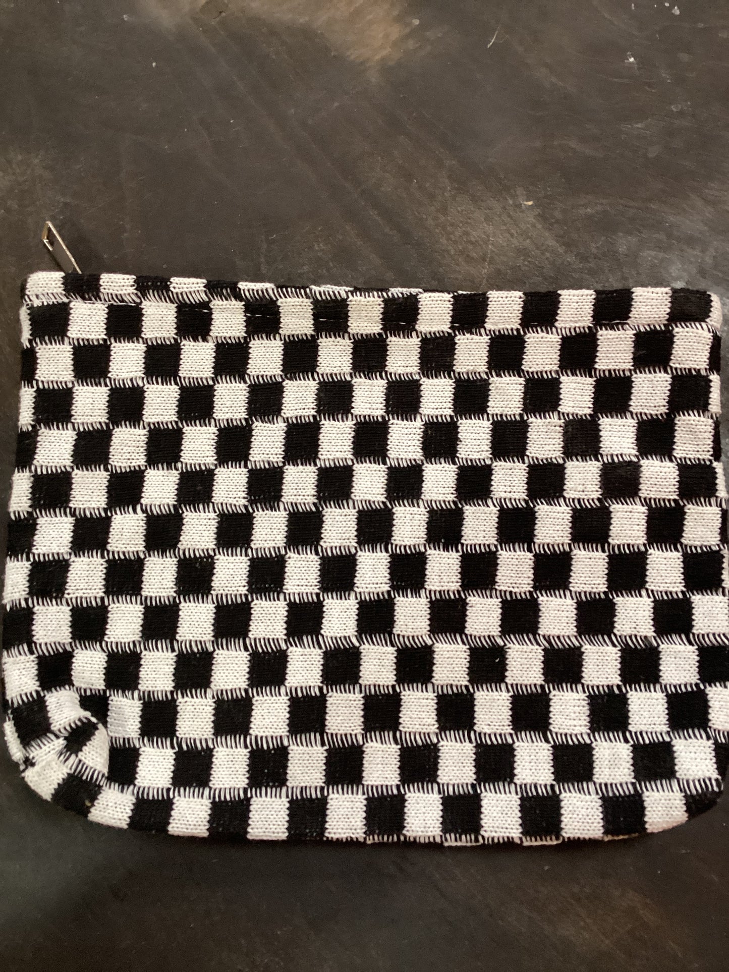 Black + White Checkered Makeup Bag