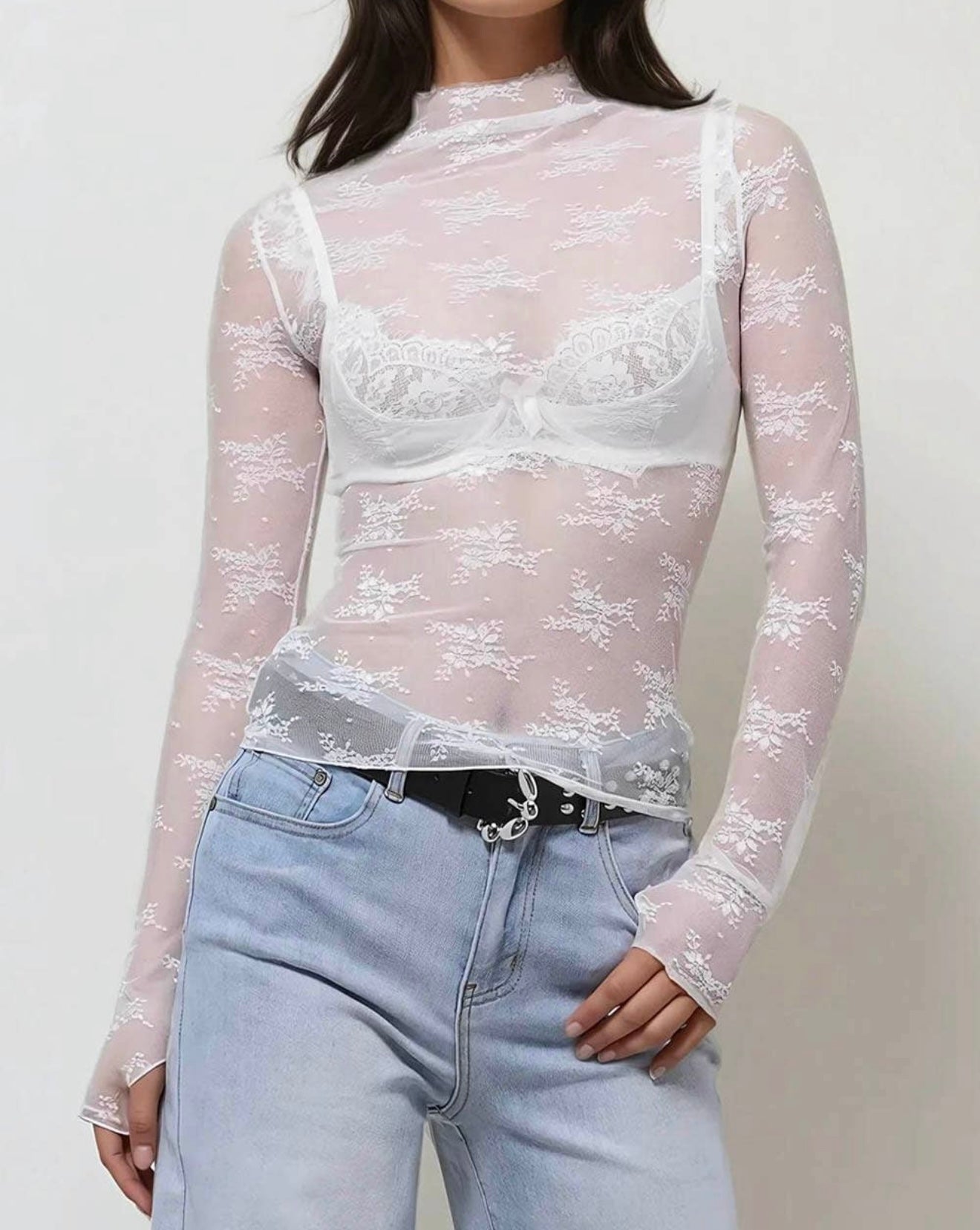 Flower Mesh Layering Top