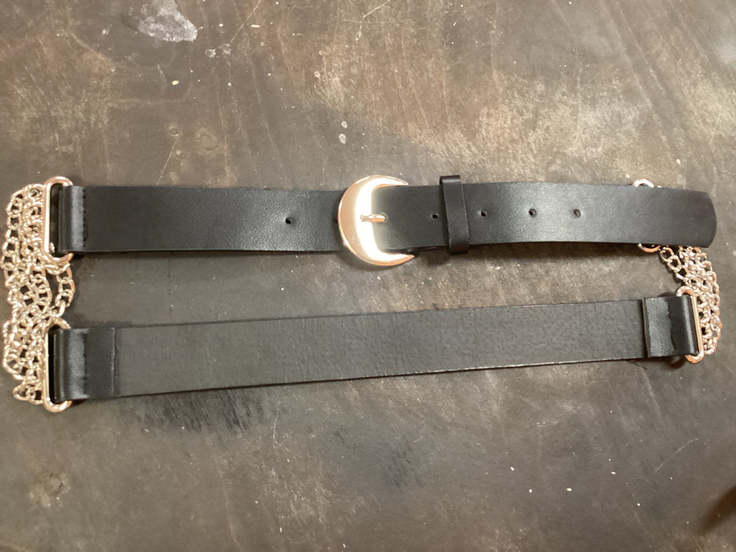 Black Leather + Chain Belt