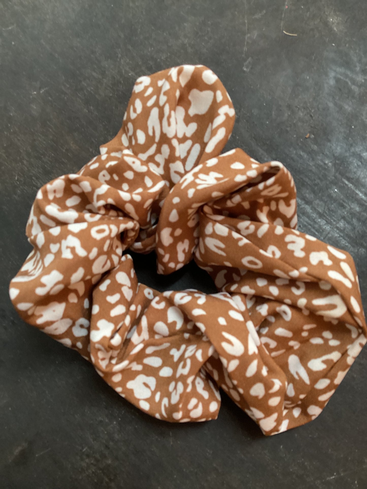Brown + White Cheetah Print Scrunchie