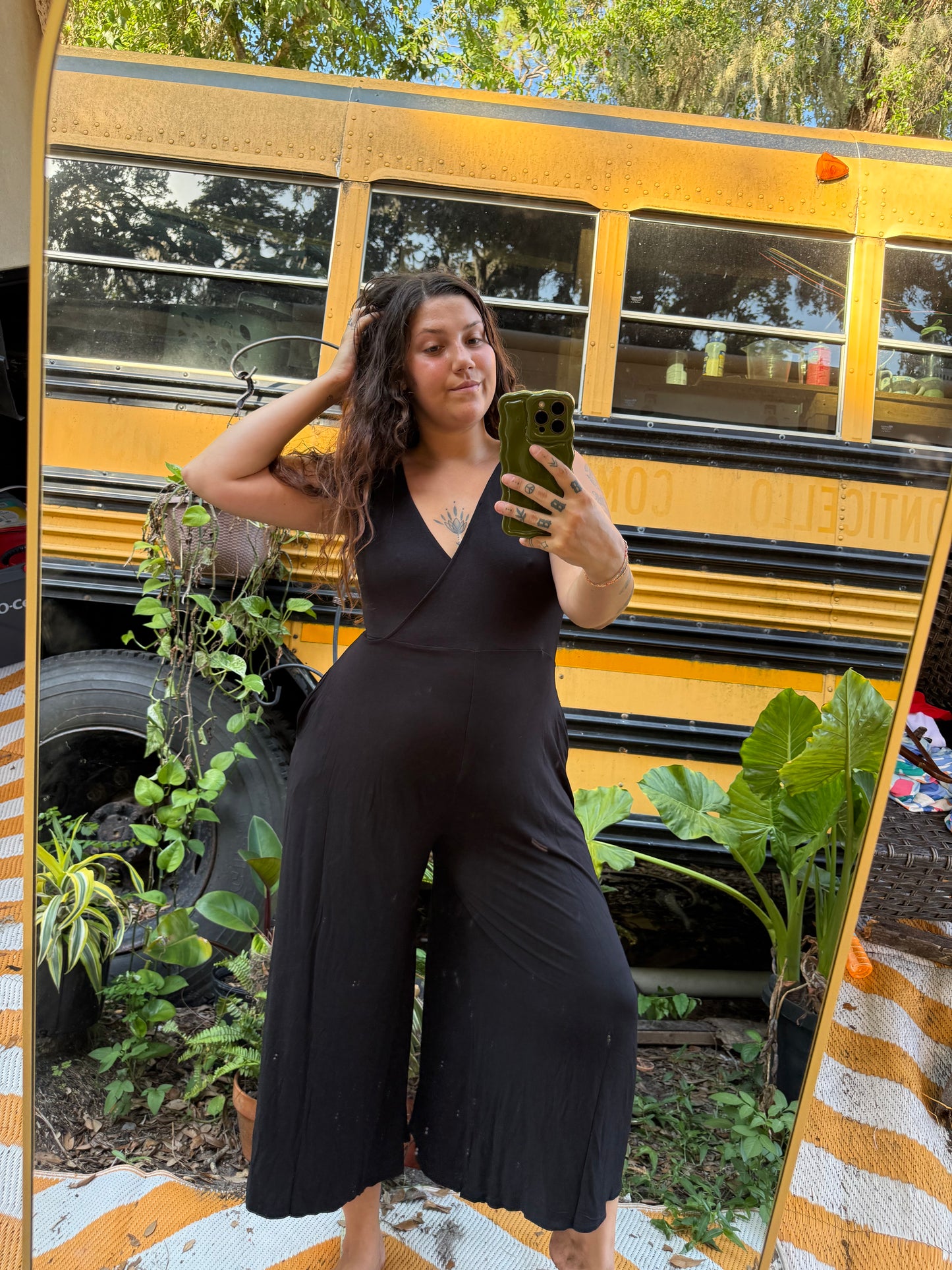 BLACK PALAZZO ROMPER