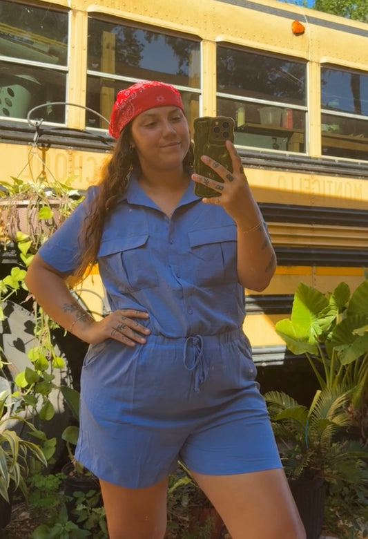 Blue Romper with pockets