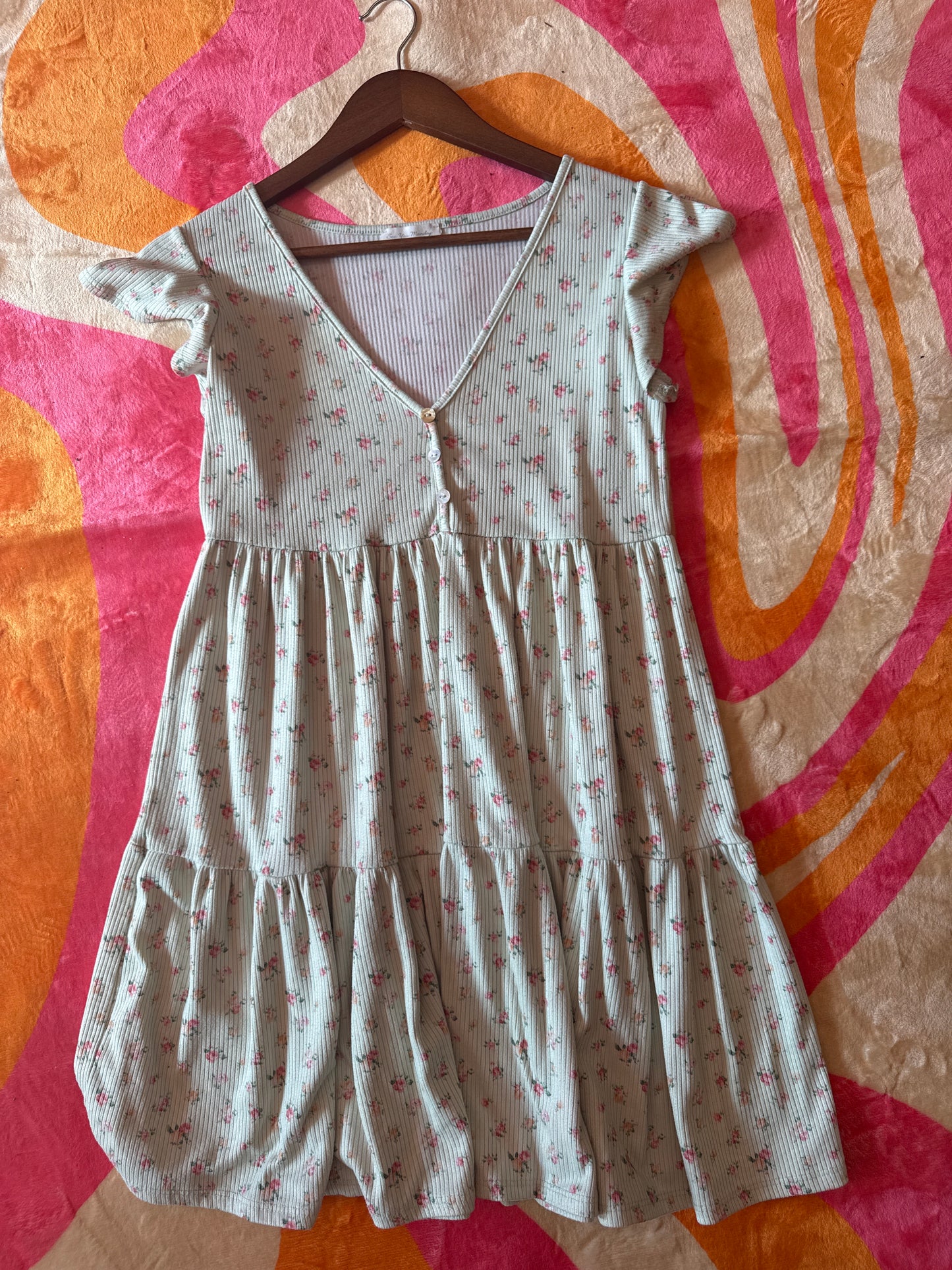 Green Floral Dress (LARGE)