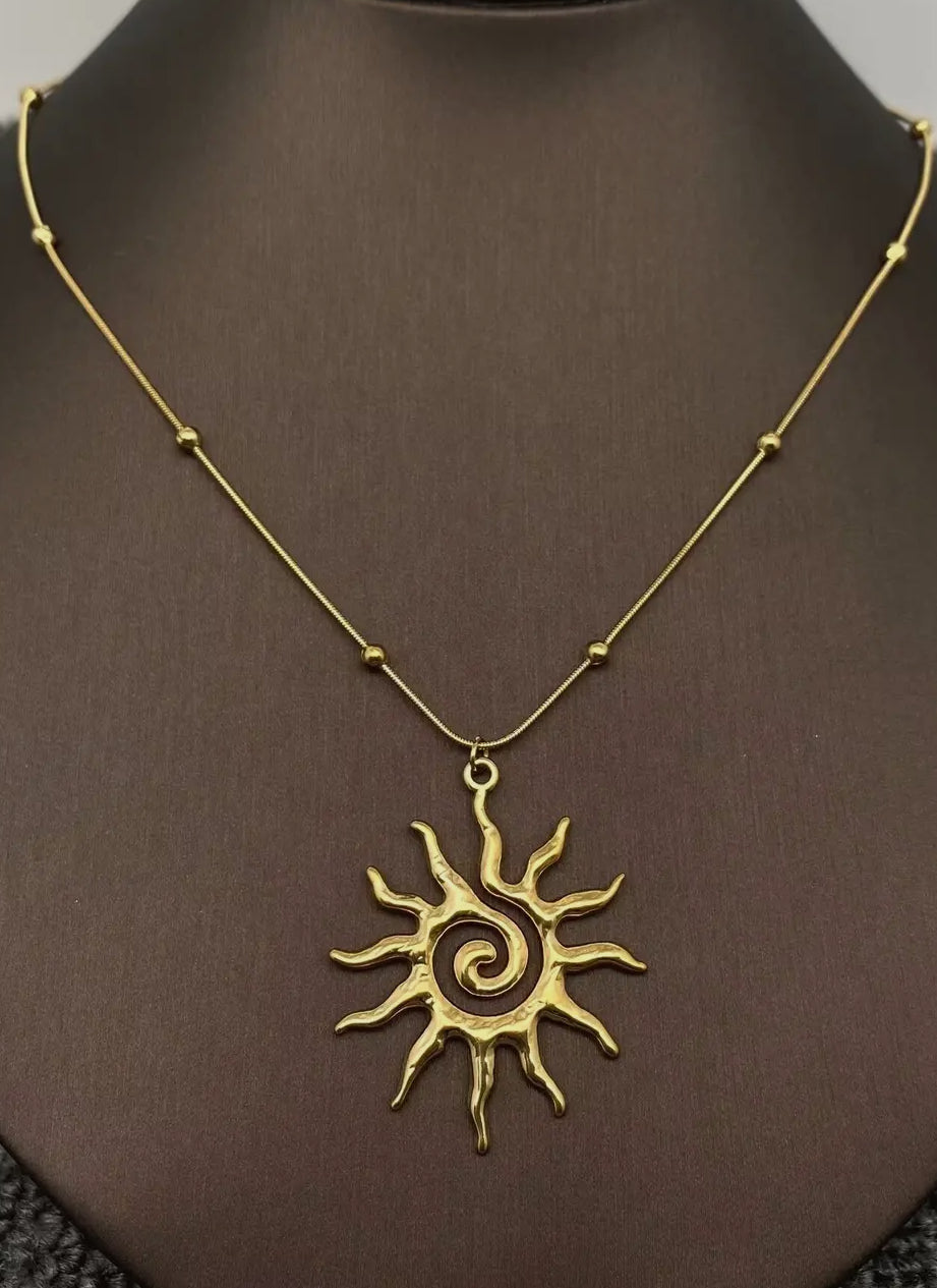 Stainless Steel 18k gold plated Spiral Sun Swirl