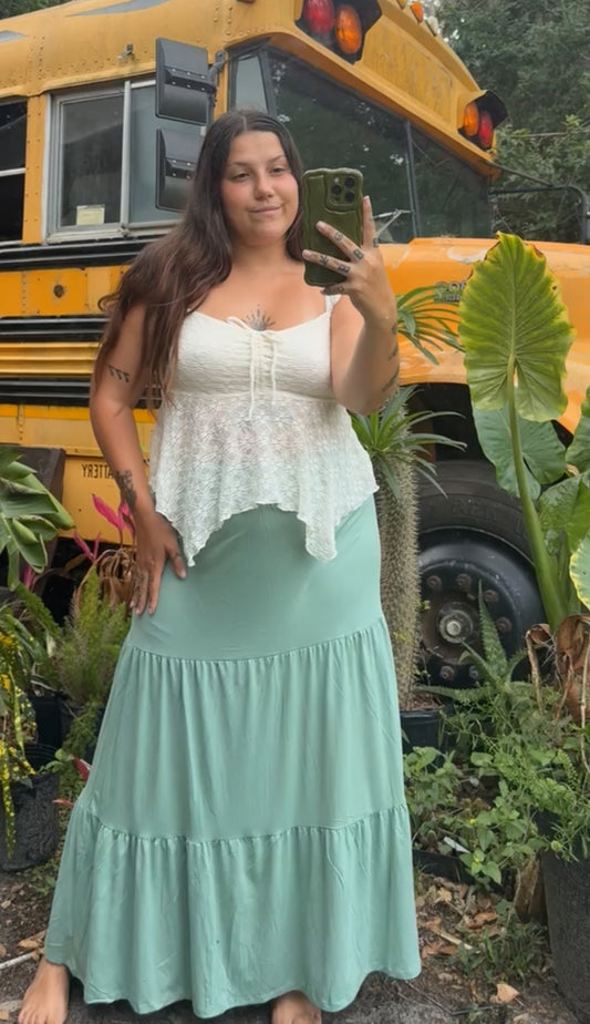 Seafoam Green Tiered Skirt
