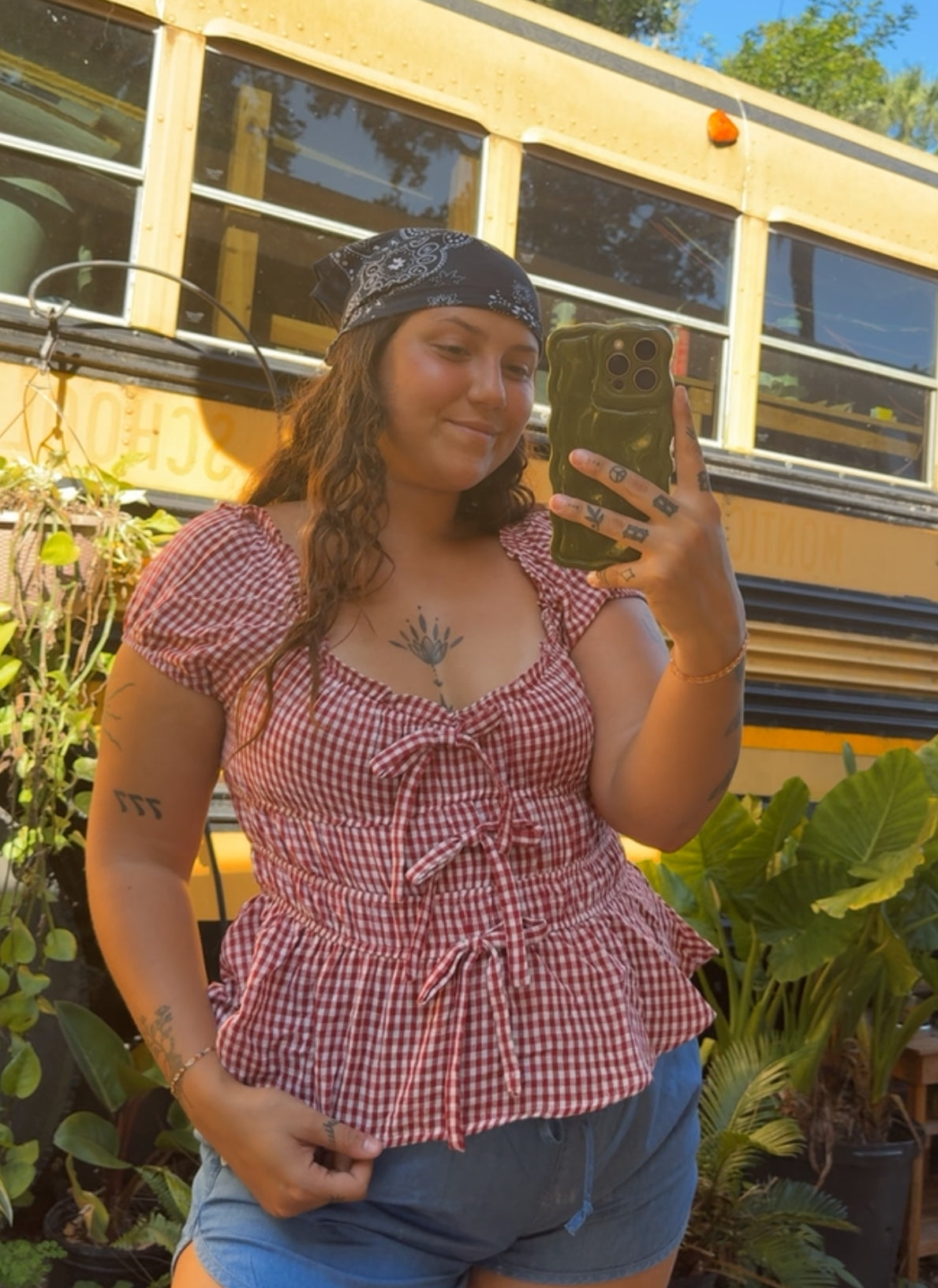 Red Plaid Baby Doll Top