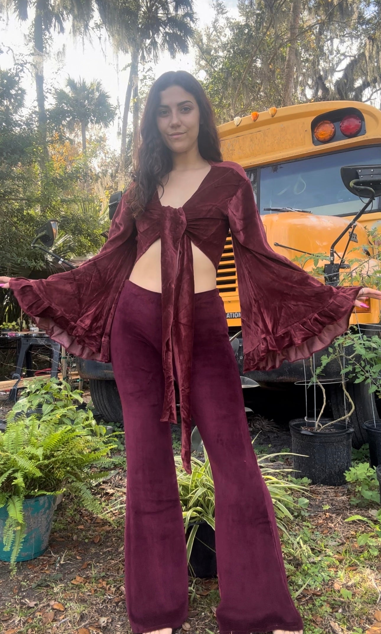 FAIRY DUST VELVET BELLSLEEVE TOP