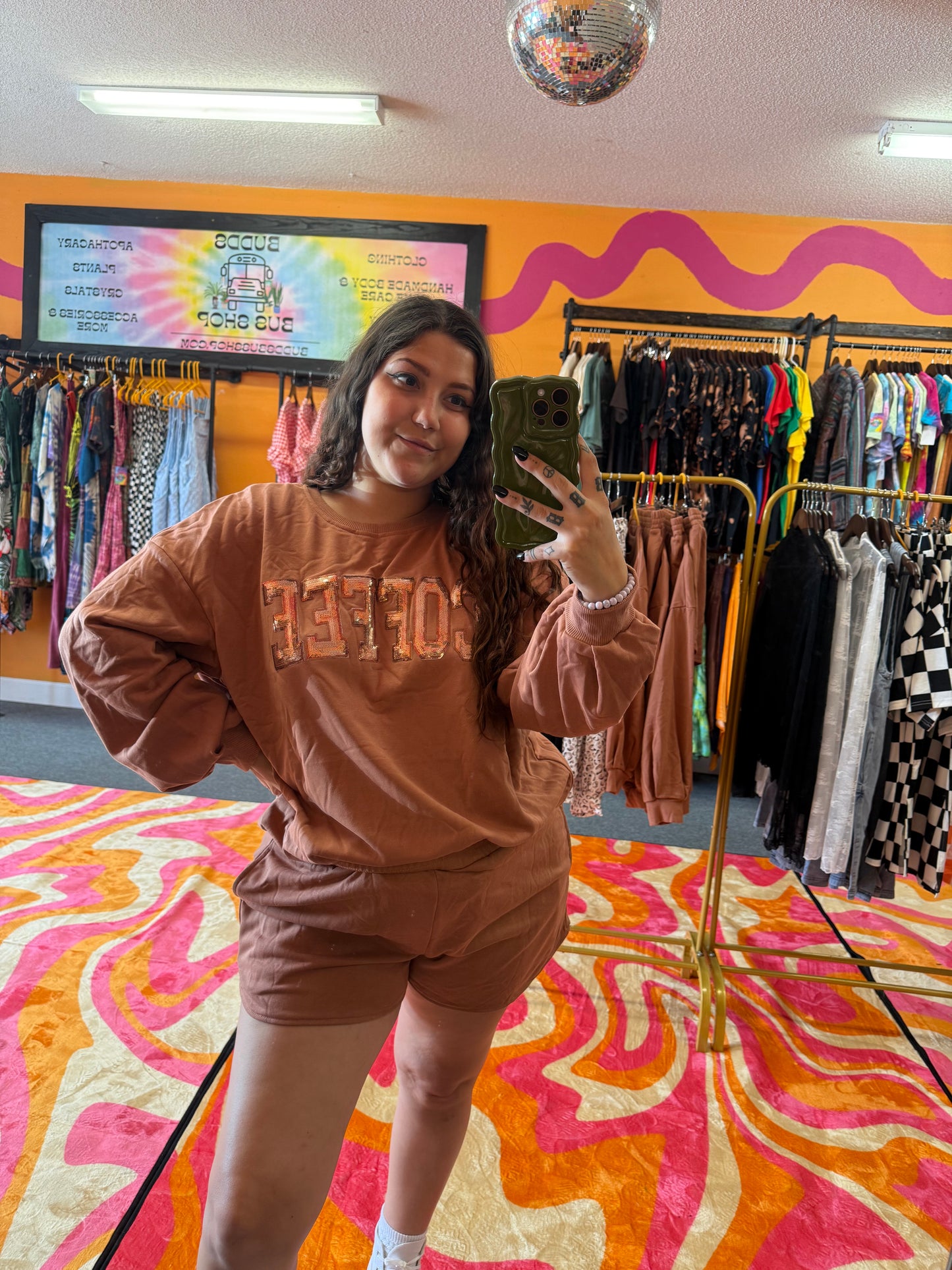 Brown coffee shorts set