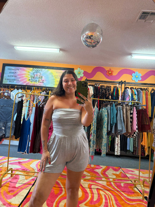 Gray Sleeveless Romper