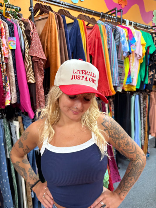 Red “ LITERALLY JUST A GIRL “ HAT