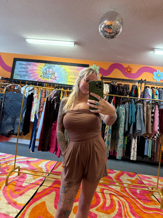 Brown Sleeveless Romper