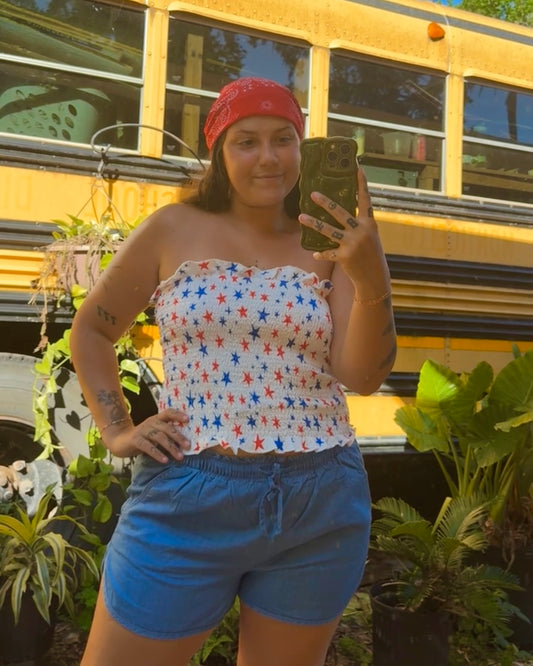 Red white and blue Stars Tube Top