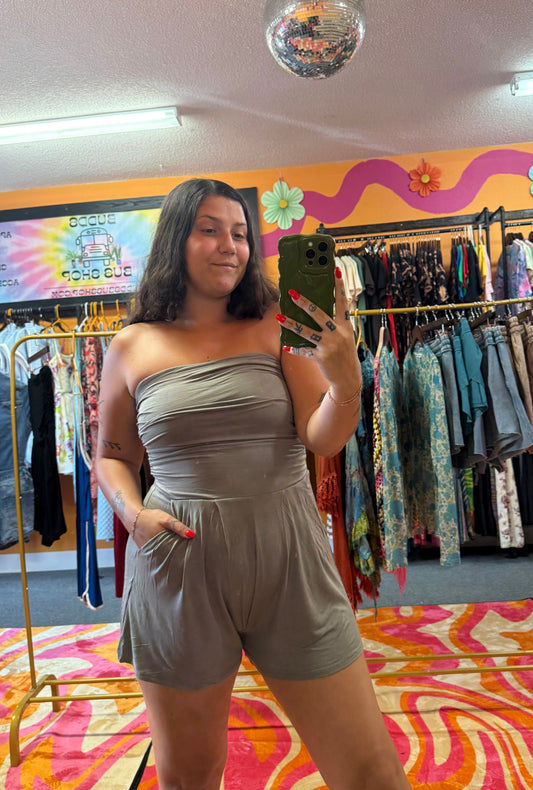 Olive Green Sleeveless Romper