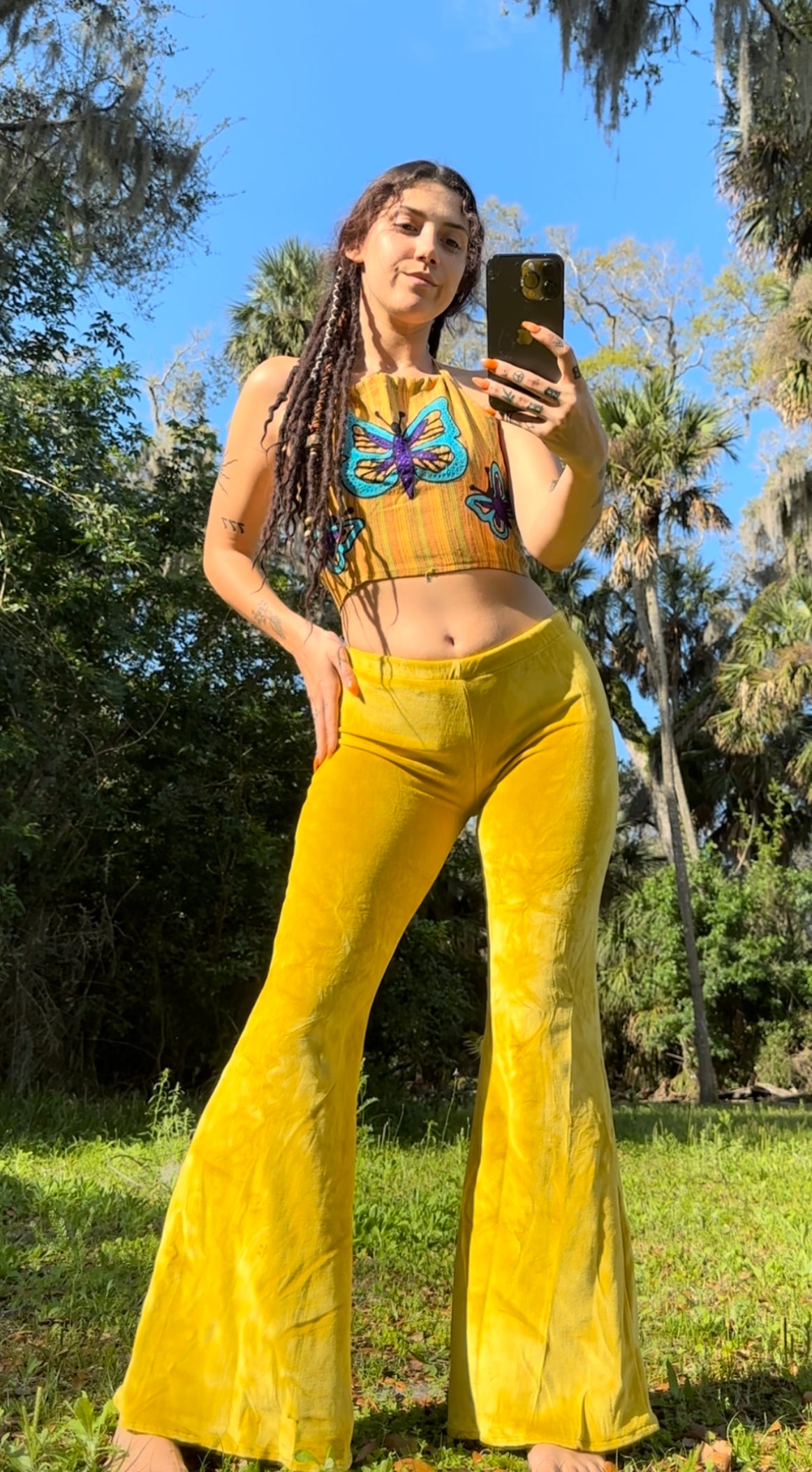 VELVET BELL BOTTOM YOGA PANTS