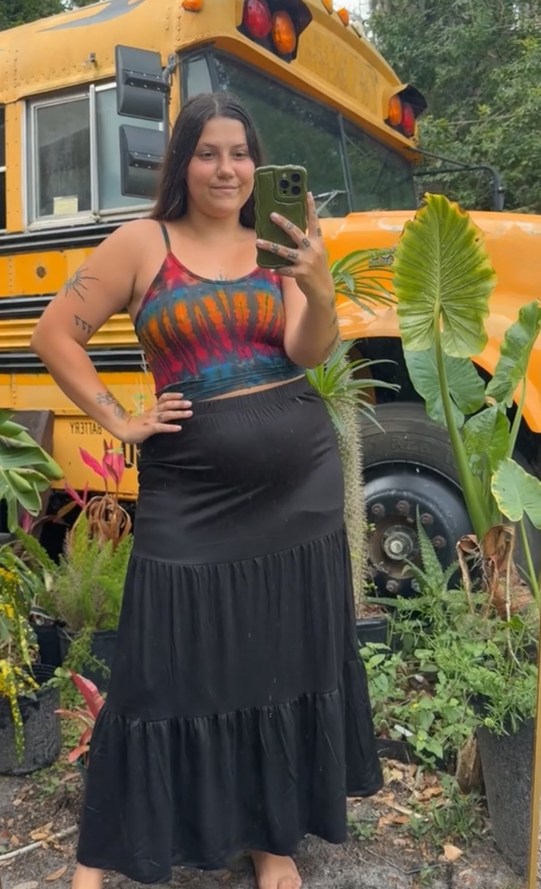 BLACK TIERED SKIRT