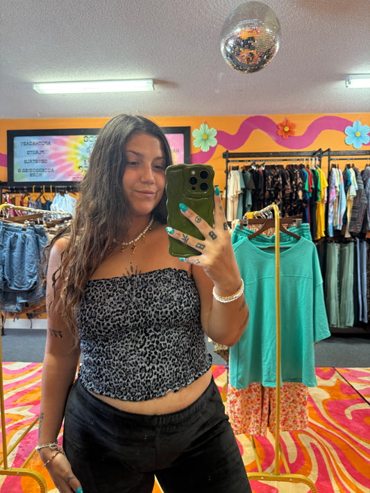 Gray Leopard Tube Top