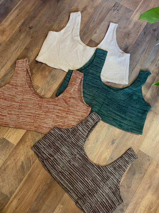 STRIPED EARTHY CROP TOPS