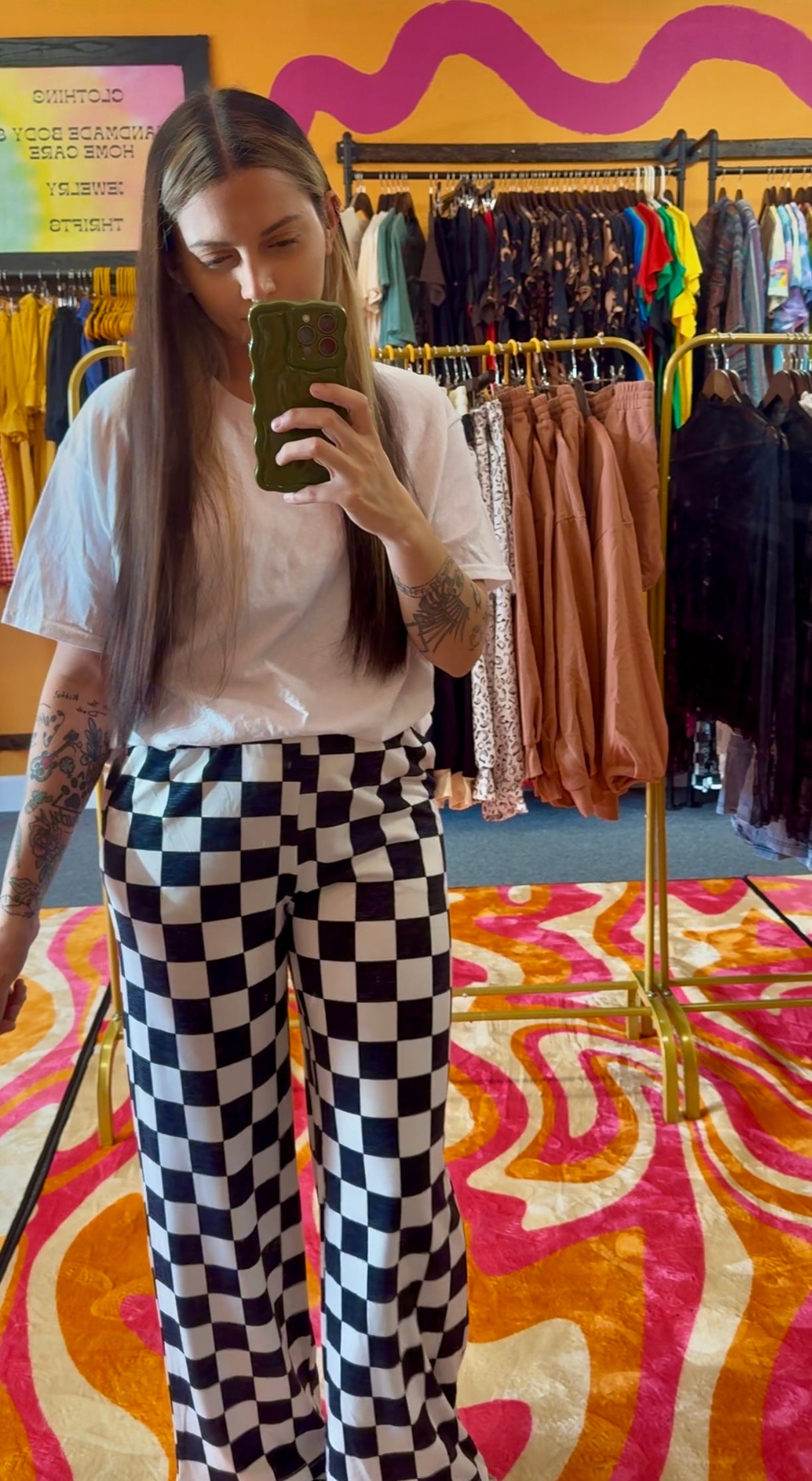 Black/White Checkered Wide Leg Pants