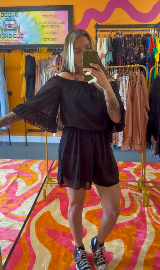 Off the shoulder ruffle Romper