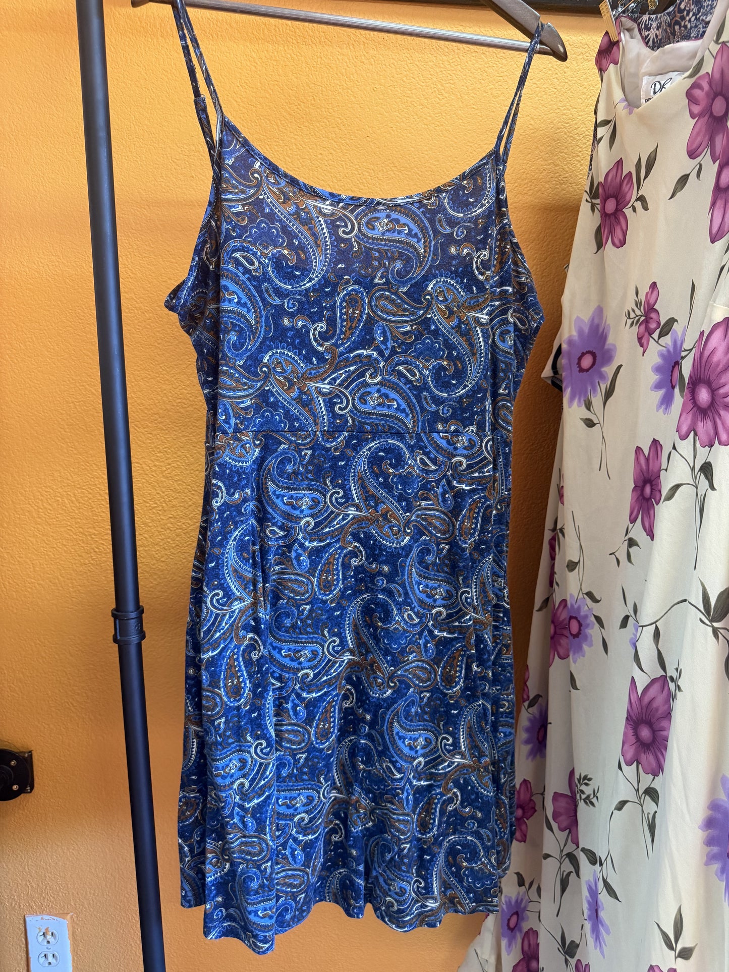 Dark Blue Paisley Dress (LARGE)