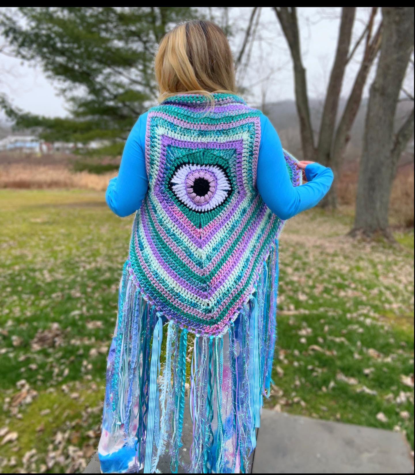 CROCHET EVIL EYE FRINGE KIMONO