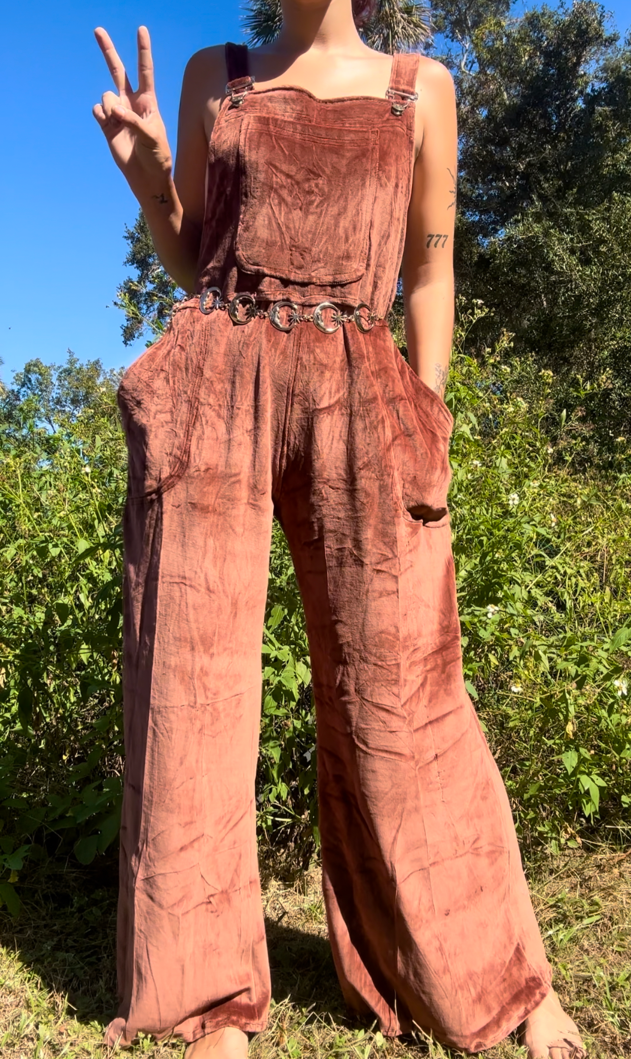 FLOWER CHILD VELVET OVERALLS