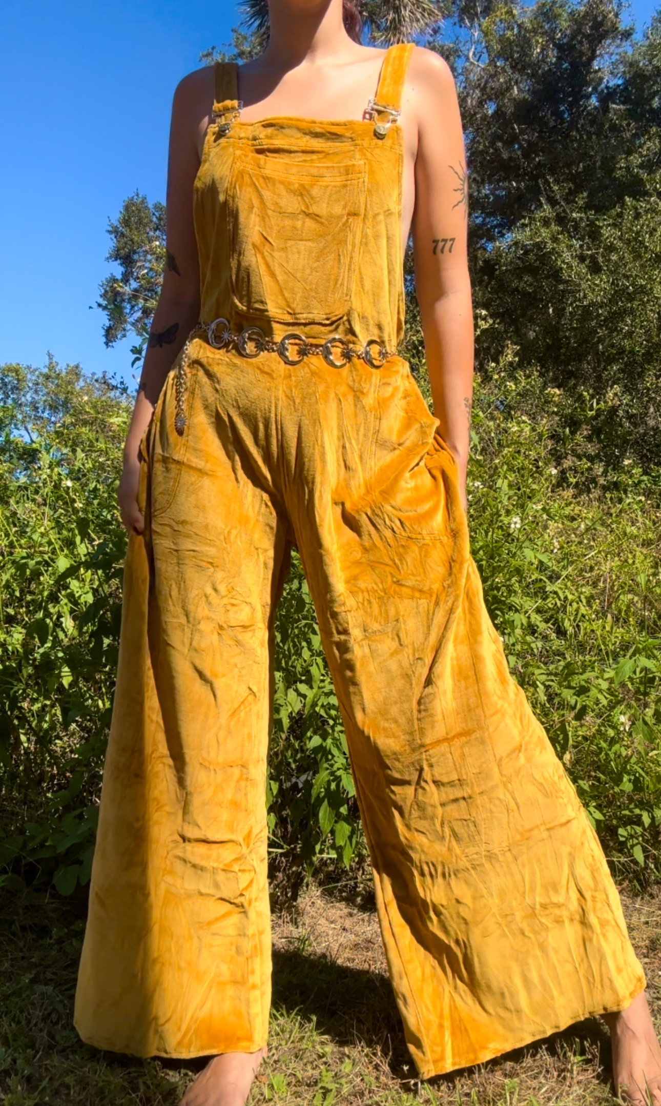 FLOWER CHILD VELVET OVERALLS