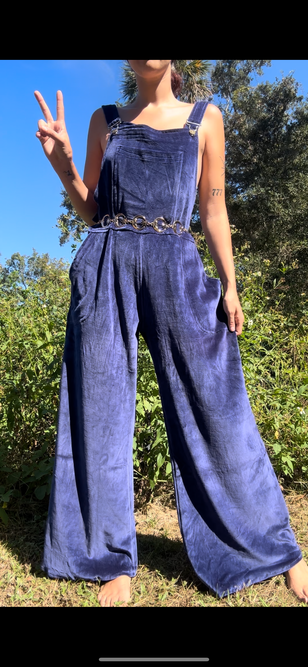 FLOWER CHILD VELVET OVERALLS