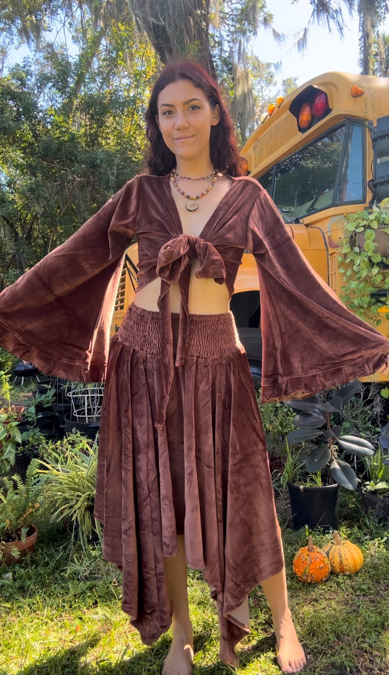 FAIRY DUST VELVET BELLSLEEVE TOP