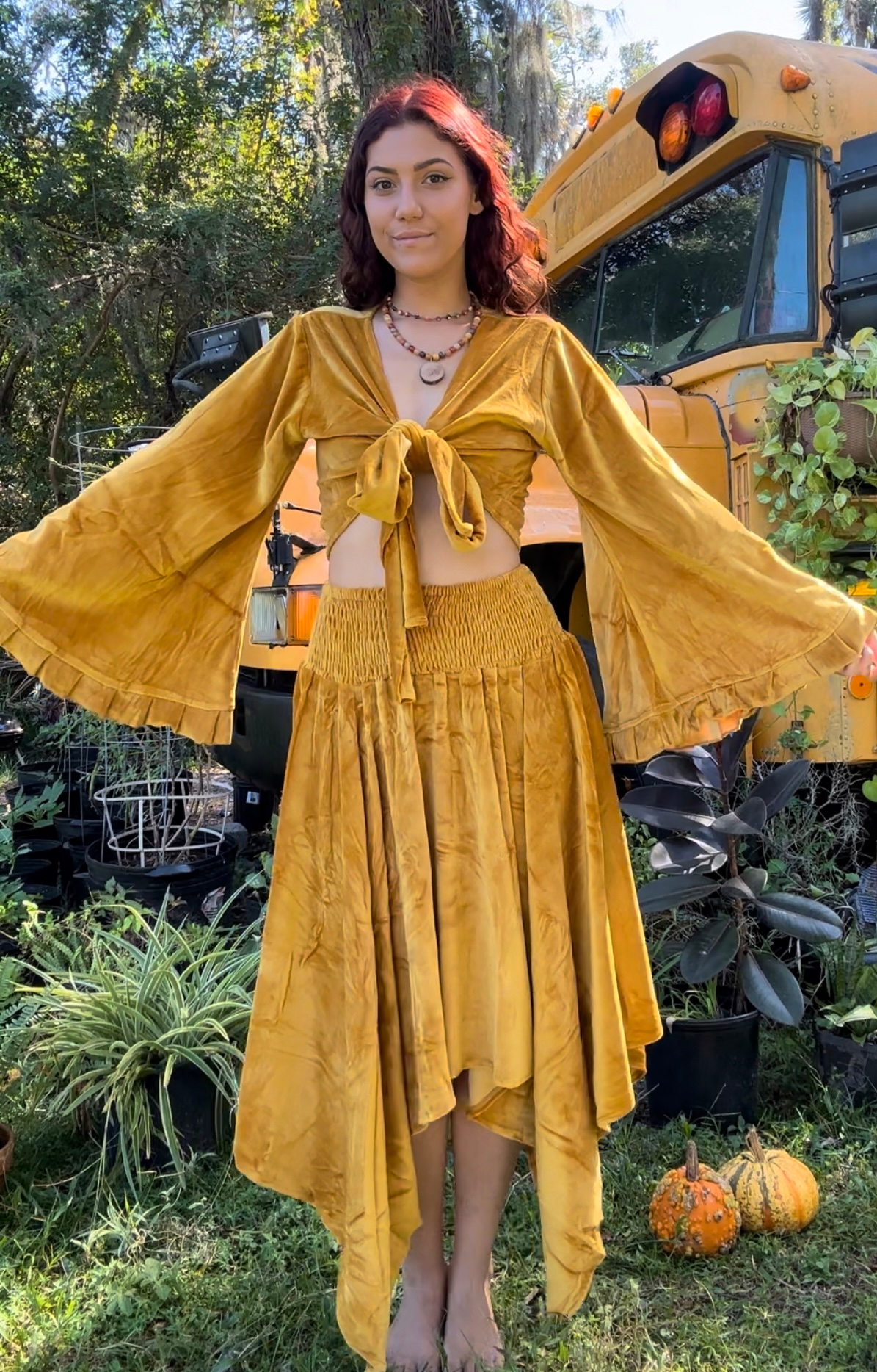 FAIRY DUST VELVET BELLSLEEVE TOP