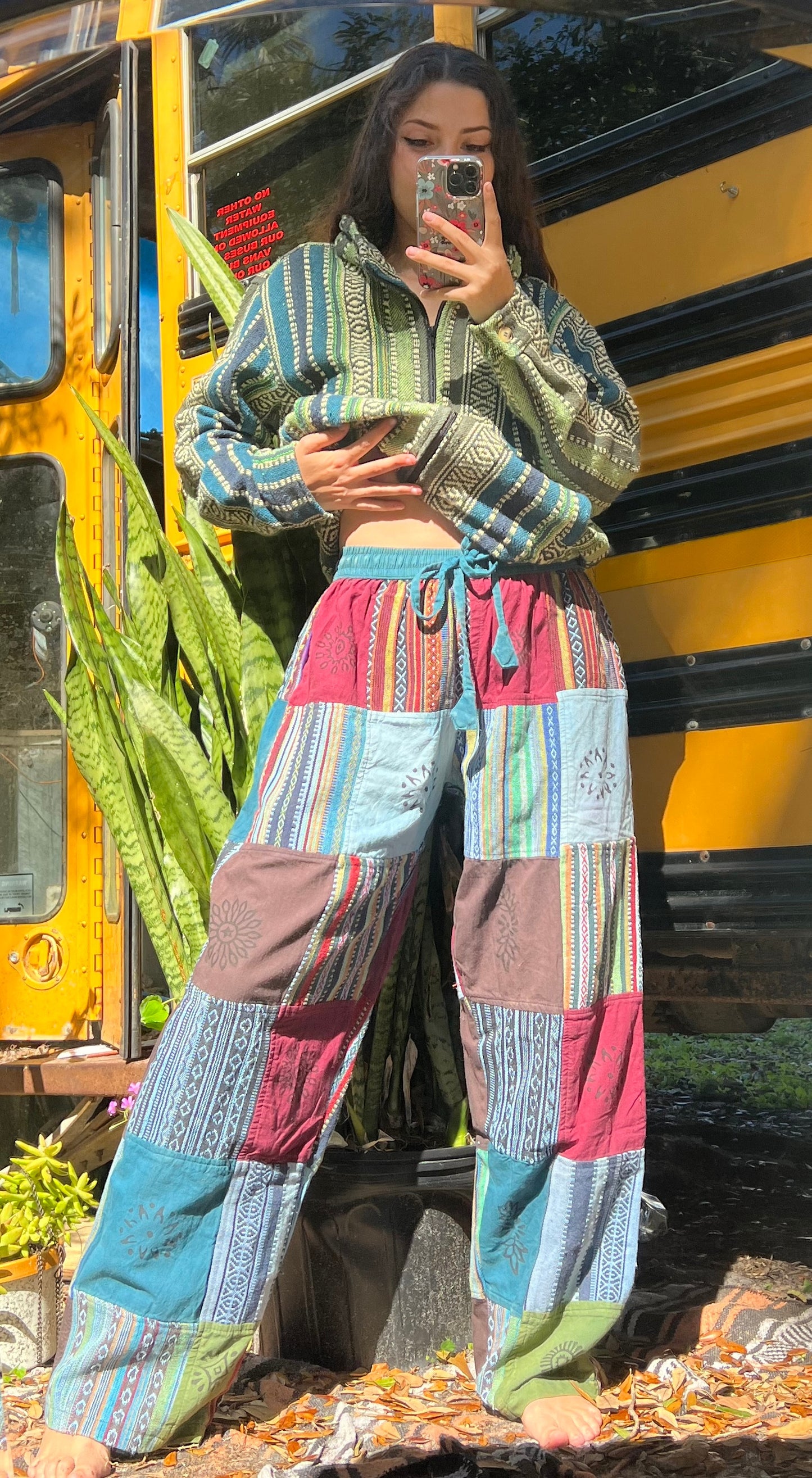 Patchwork Boot Cut Pants