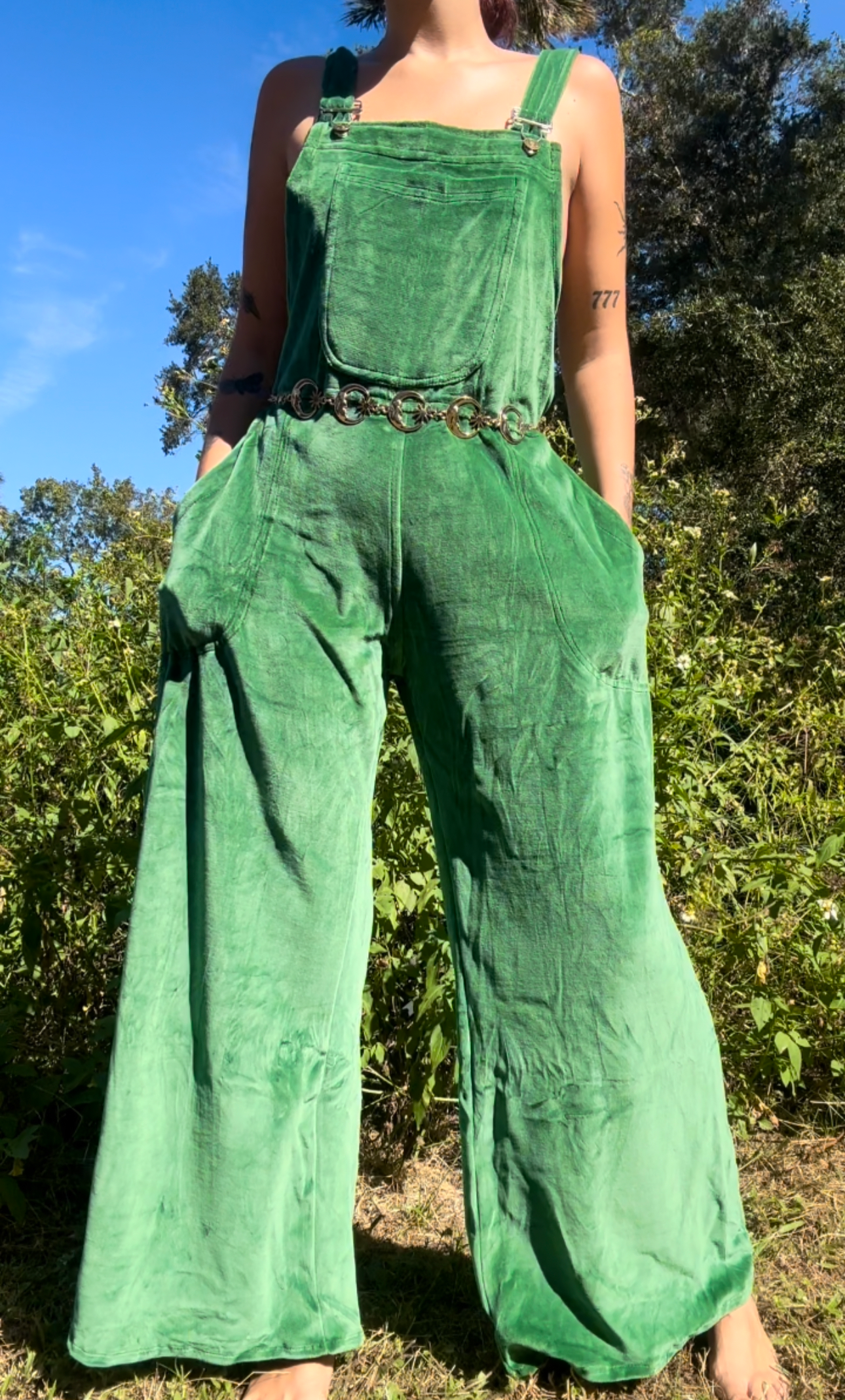 FLOWER CHILD VELVET OVERALLS