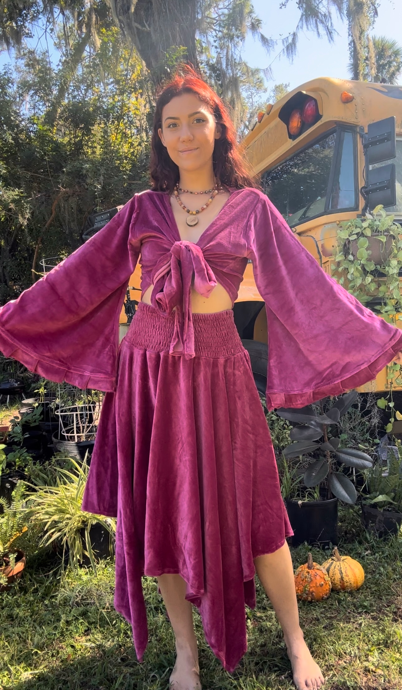 FAIRY DUST VELVET BELLSLEEVE TOP