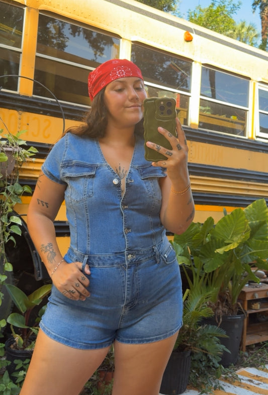 Rosie the Reviter  Denim Romper