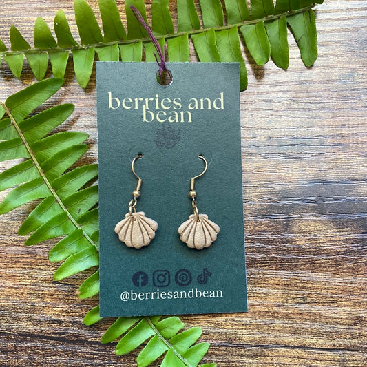 Tan Shell Clay Dangles