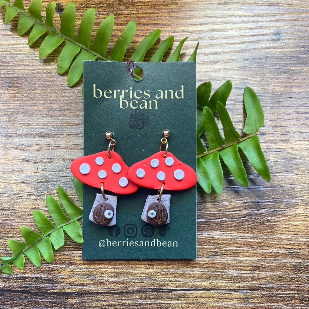 Mushroom Fairy Clay Dangles