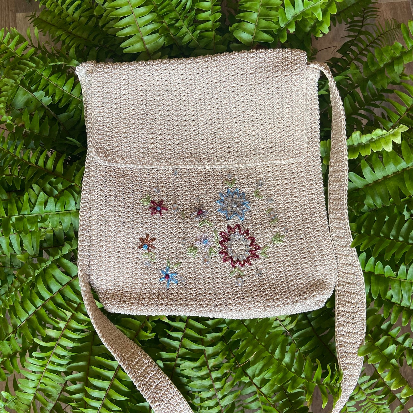 White Embroidered Cross Body Bag