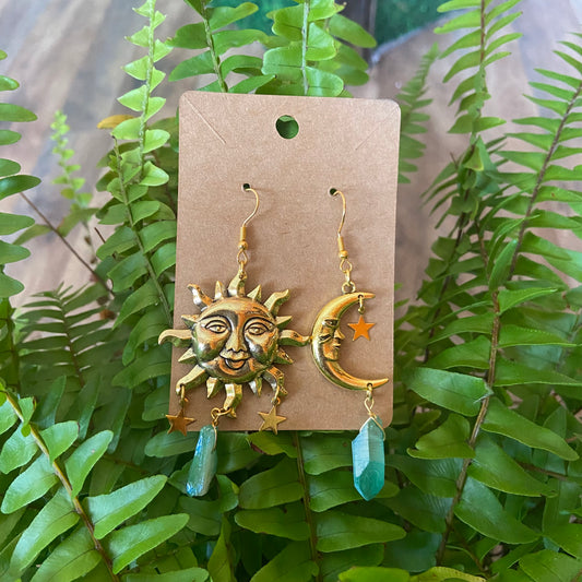 Sun And Moon Crystal Earrings