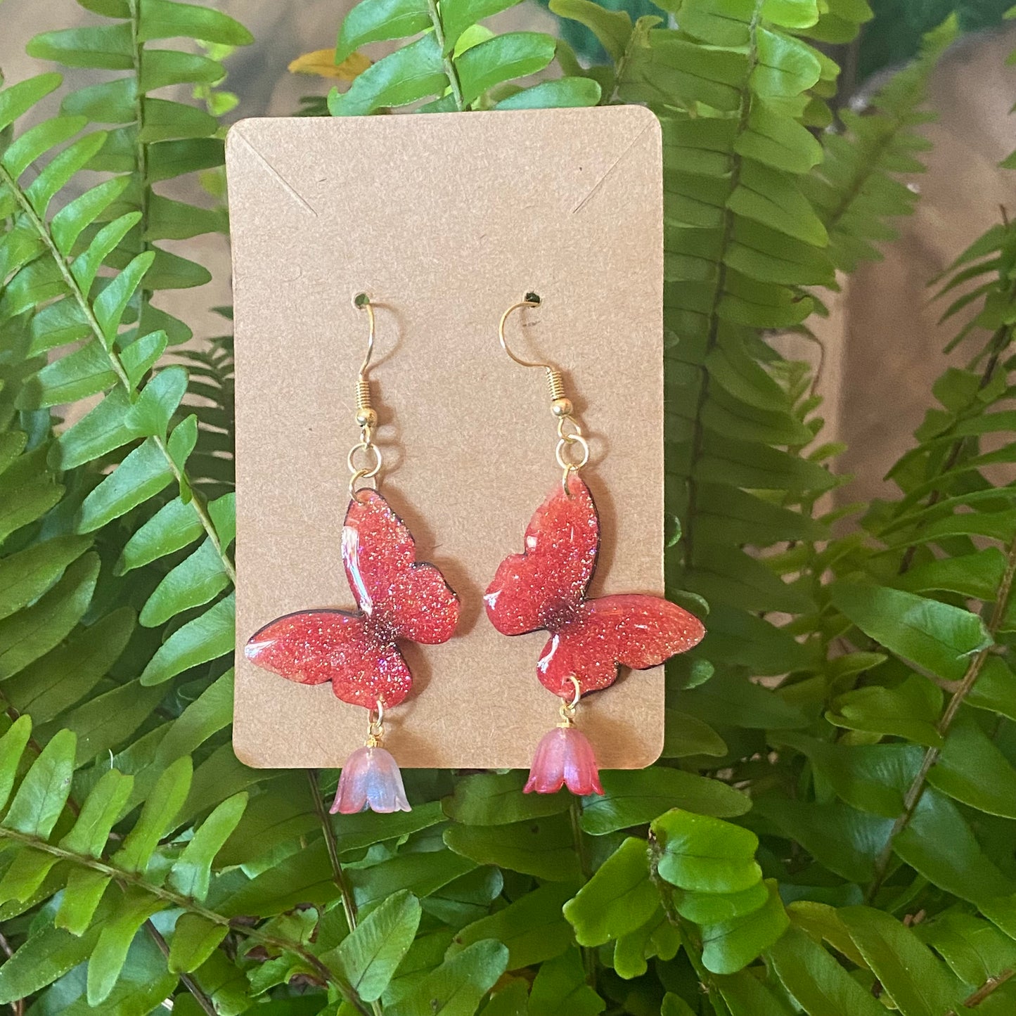 Butterfly Flower Dangling Earrings