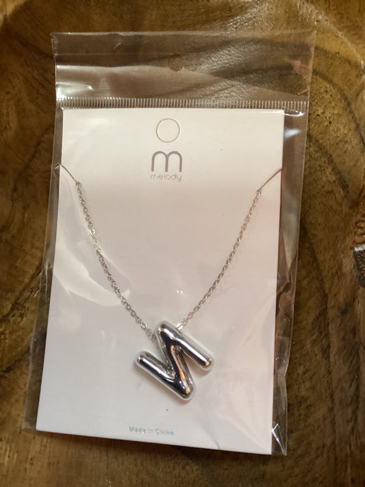 Silver Letter N Necklace