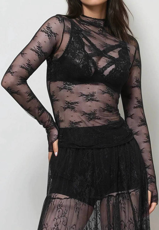 Flower Mesh Layering Top