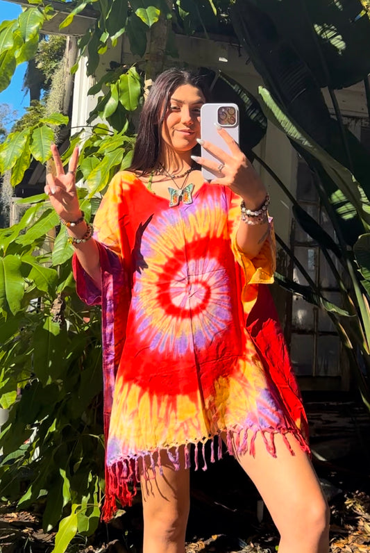 ETHEREAL TIE DYE PASHMINA PONCHO