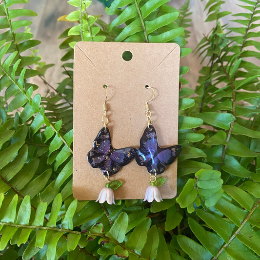Butterfly Flower Dangling Earrings