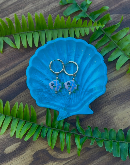 Pink and Blue fish earrings