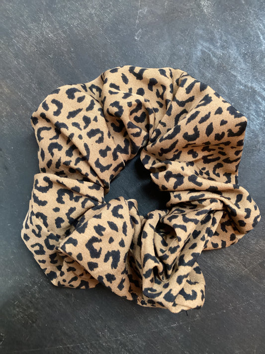 Brown + Black Cheetah Print Scrunchie