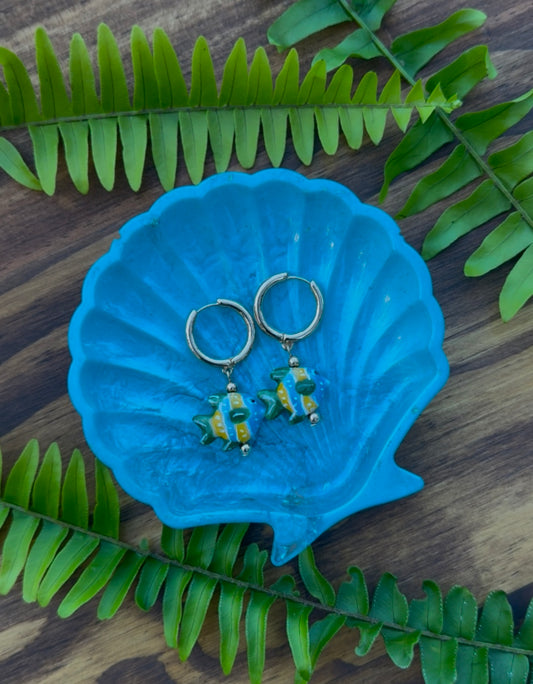 Yellow and Blue Fish Earrings