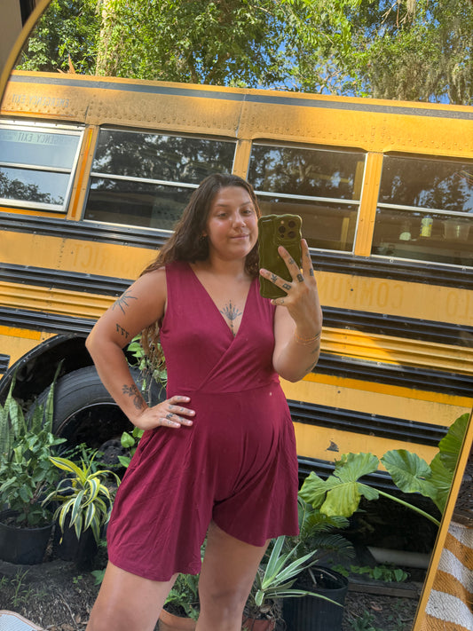 RED CABERNET TANK ROMPER