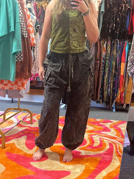 Black Stonewash Joggers