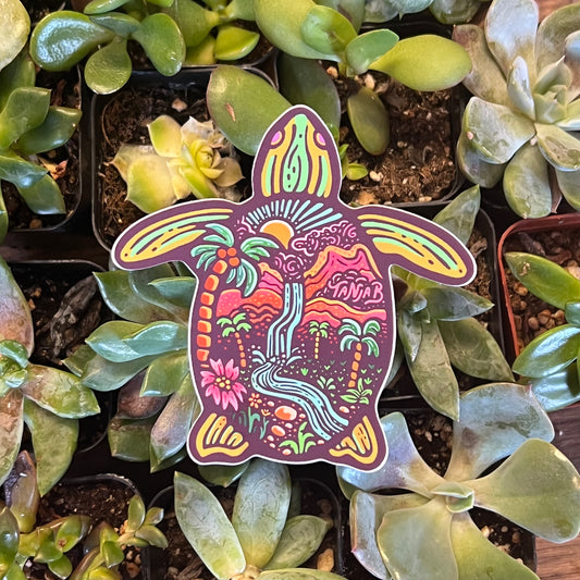 HAWAIIAN WATERFALL TURTLE STICKER